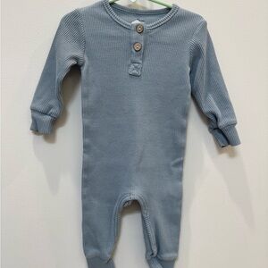 Cozy Blue Ribbed Kids Footie